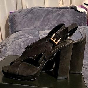 Michael Kors black velour platforms